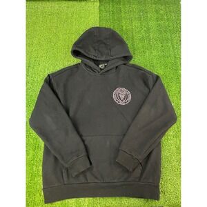 MLS Inter Miami‎ CF Mens Medium Black Pink Logo Pullover Hoodie Sweatshirt